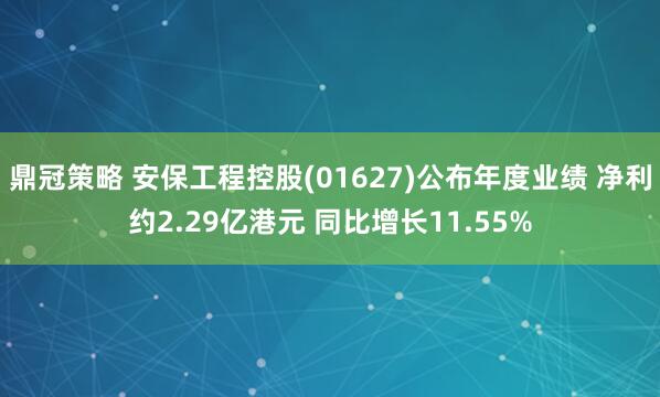 鼎冠策略 安保工程控股(01627)公布年度业绩 净利约2.29亿港元 同比增长11.55%